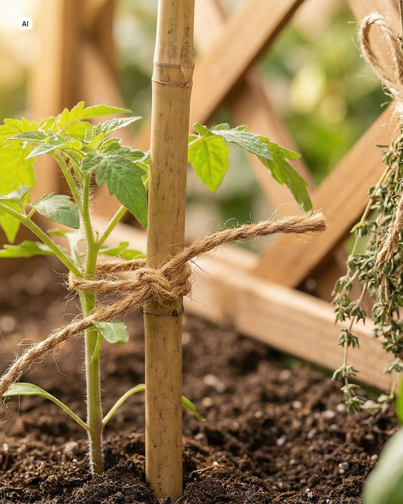 Kokosseil als Rankhilfe im Garten